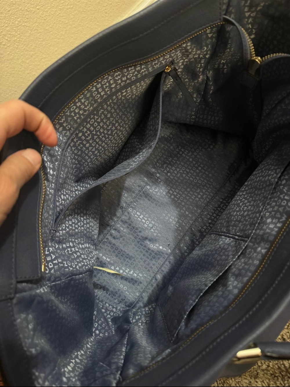 kate spade navy leather tote with tassel accent - Picture 2 of 4